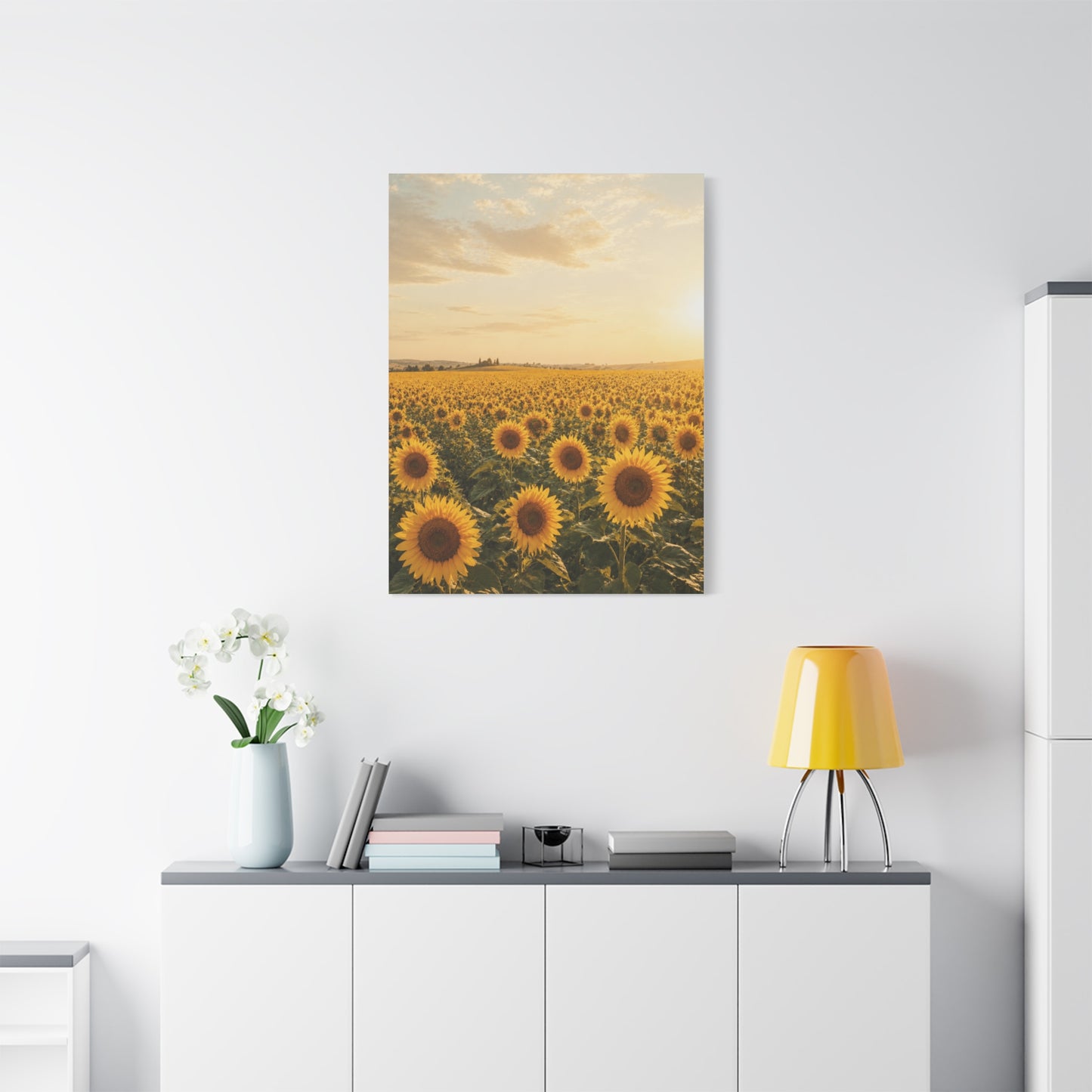 Golden Sunflower Field Horizon Landscape Wall Art & Canvas Print