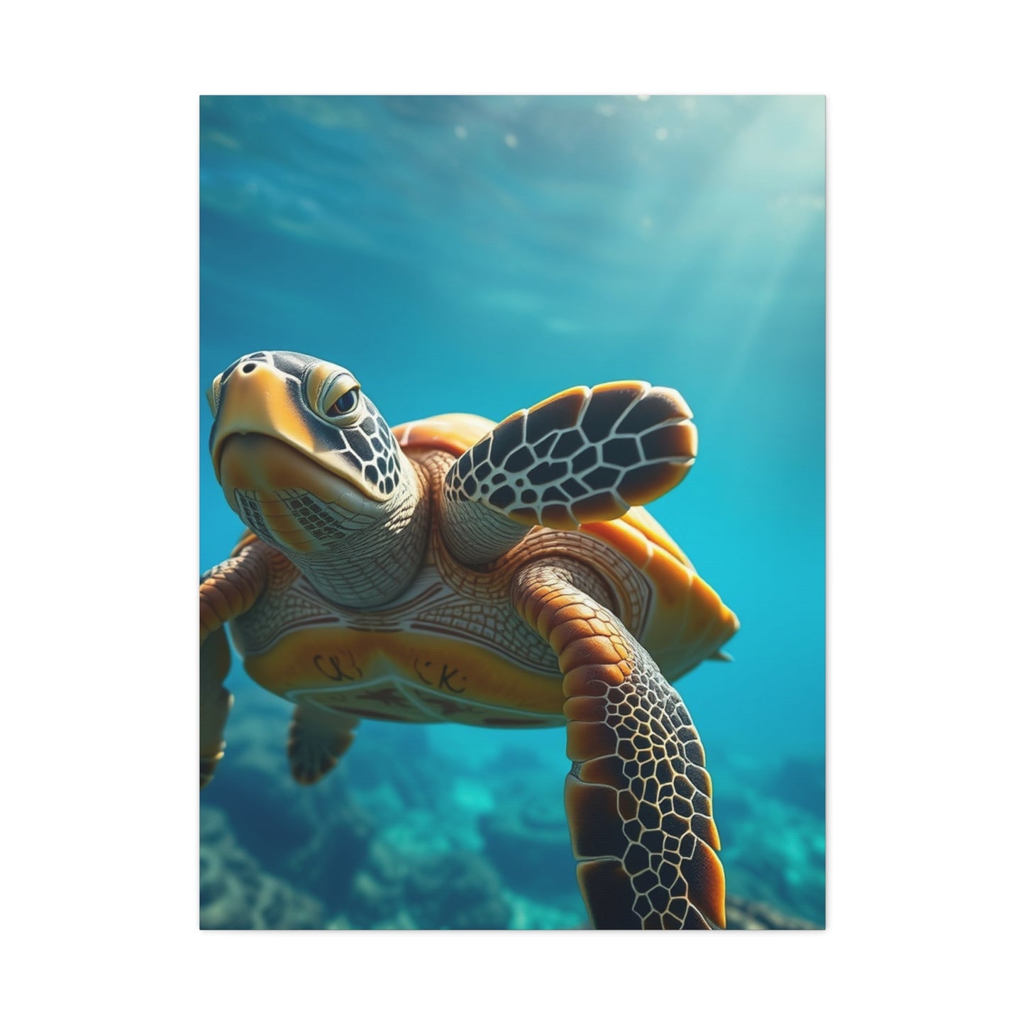 Azure Tortoise Masterpiece Wall Art & Canvas Print