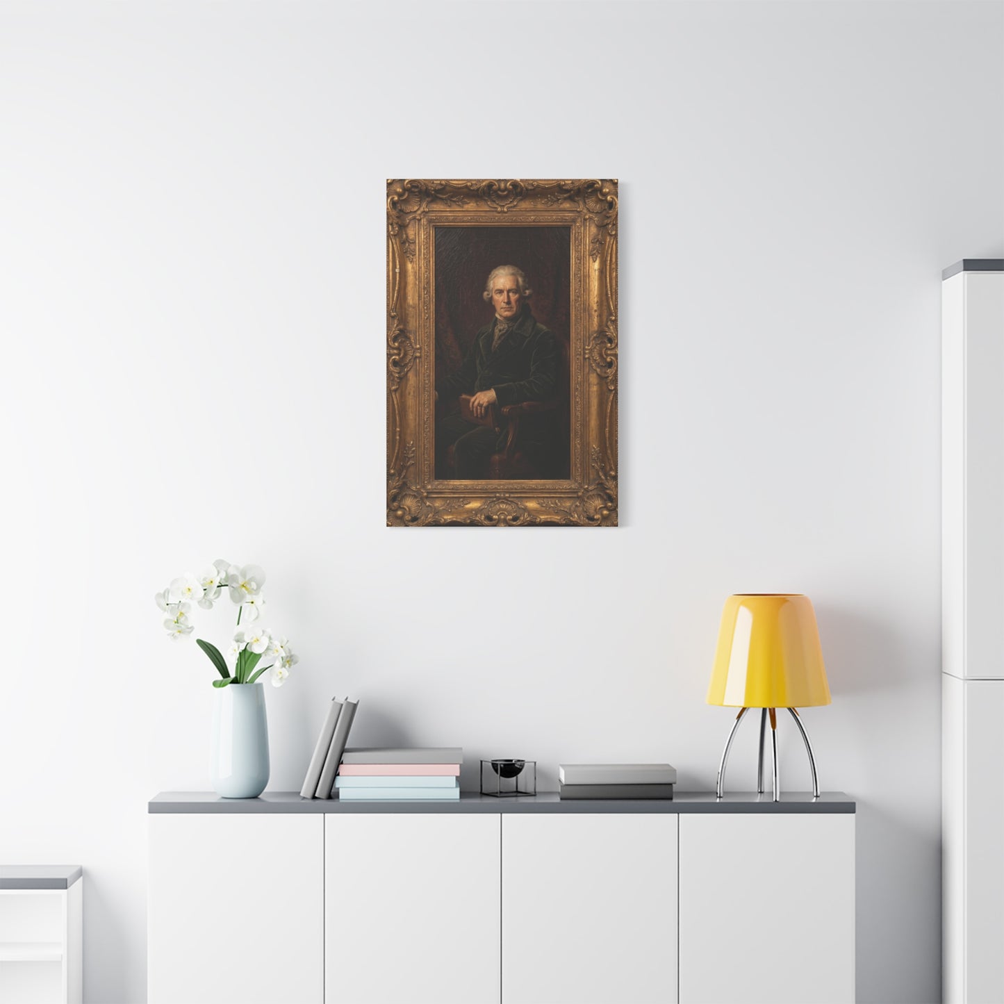 Classical Gentleman Portrait in Ornate Frame Wall Art & Canvas Print