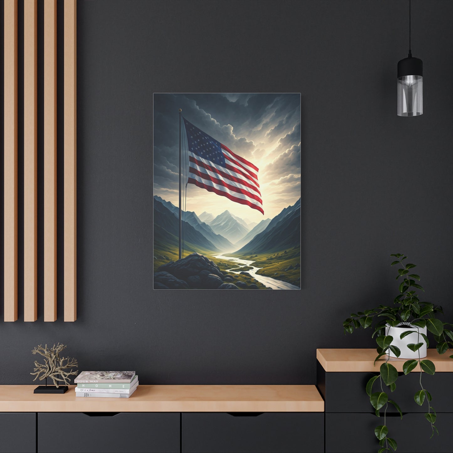 Mountain Freedom Flag Landscape Wall Art & Canvas Prints