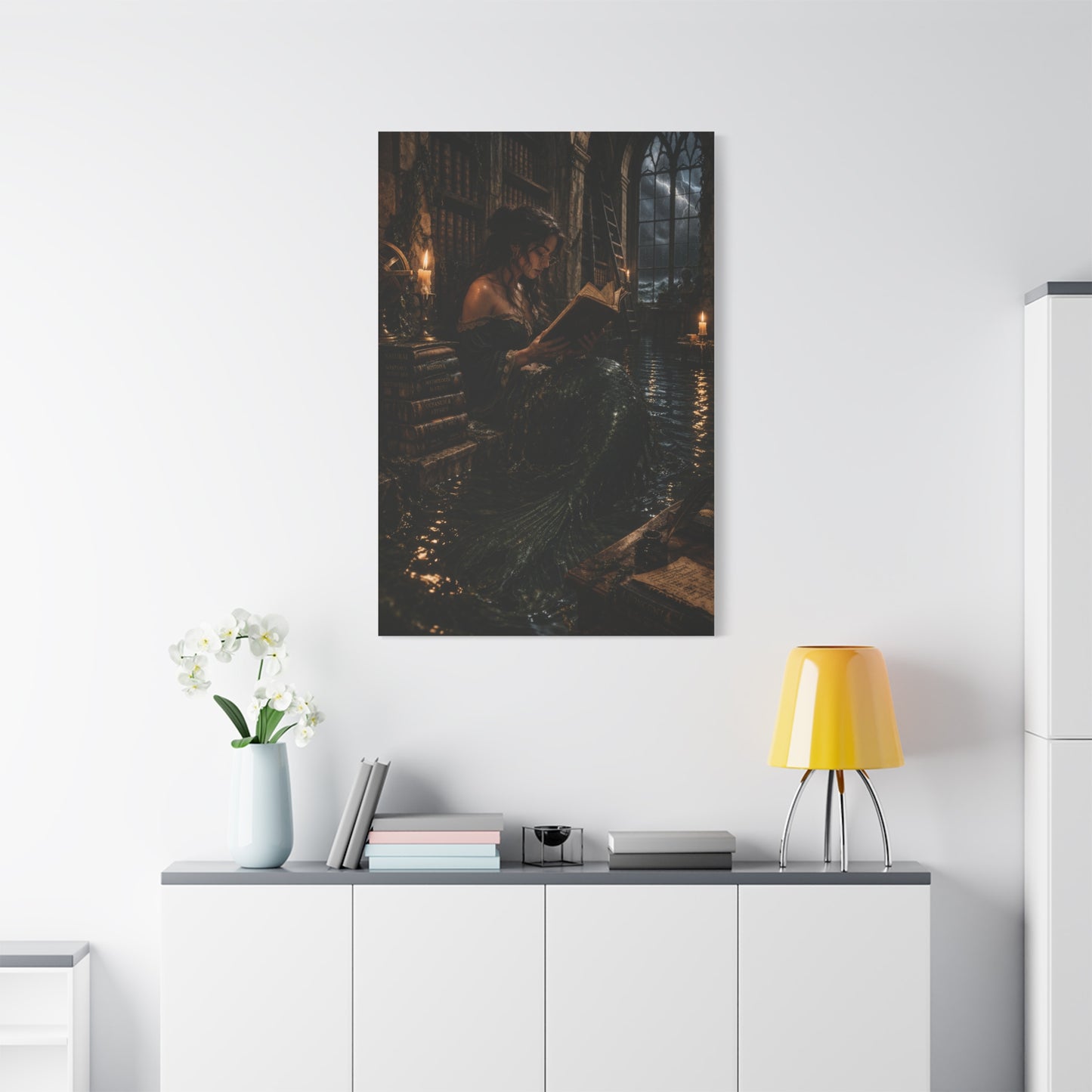 Dark Academia Mermaid Library Wall Art & Canvas Print