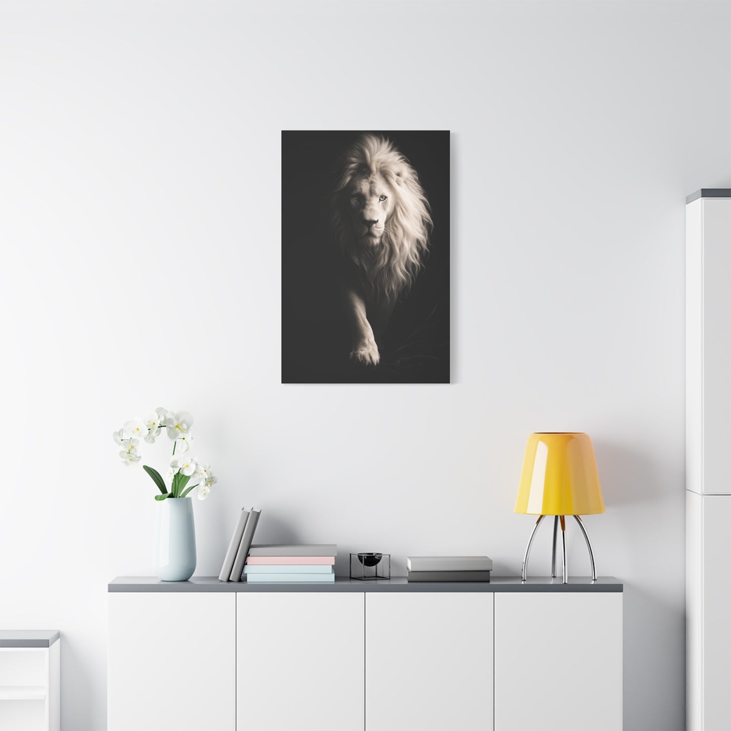 White Lion Shadow Walk Power Wall Art & Canvas Print