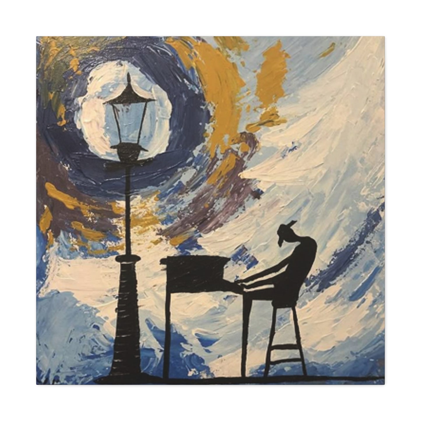 Street Light And Piano Painting Wall Art & Canvas Prints