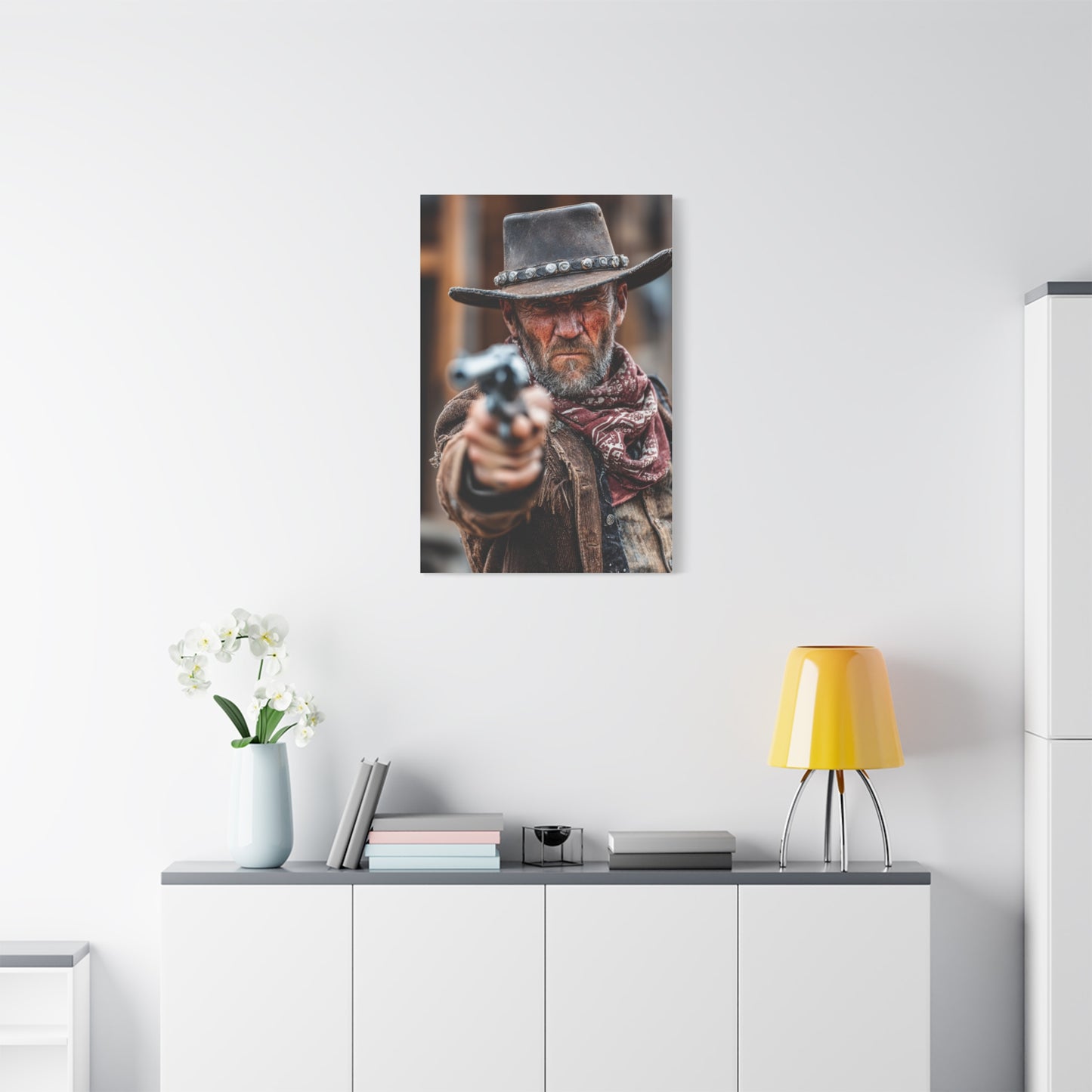 Cowboy Campfire in the Mountain Valley Wall Art & Canvas Print