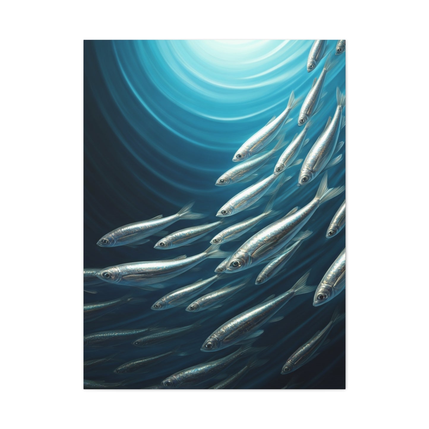 School of Fish in Deep Blue Ocean Wall Art & Canvas Prints