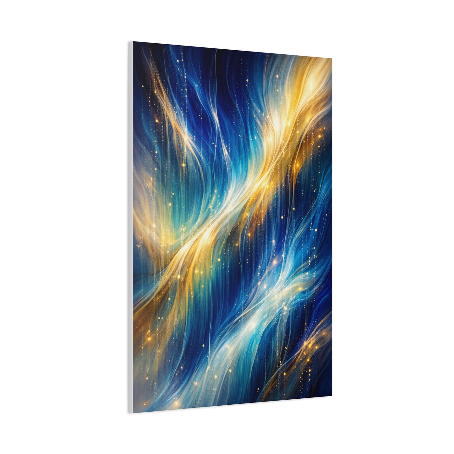 Blue-and-Gold Rain Abstract Wall Art & Canvas Print