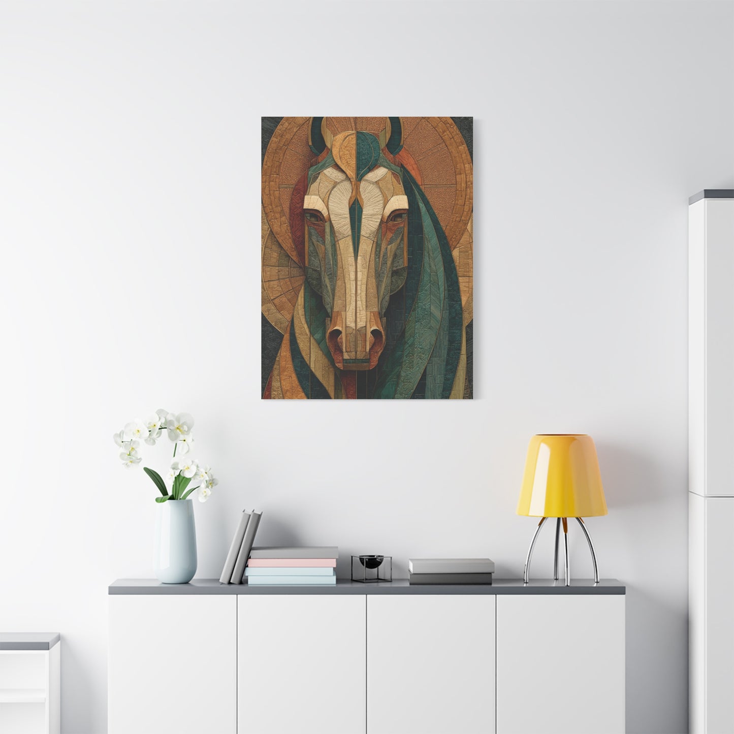 Geometric Equestrian Mosaic Portrait Wall Art & Canvas Print