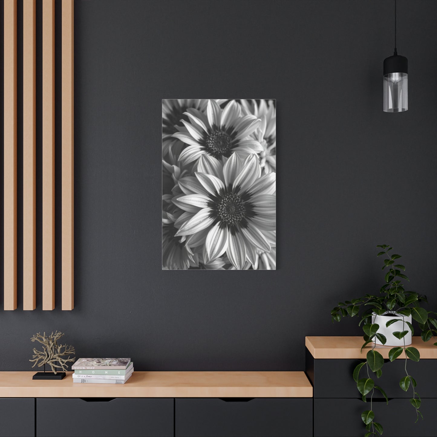 Ebon & Ivory Petal Harmony Wall Art & Canvas Print