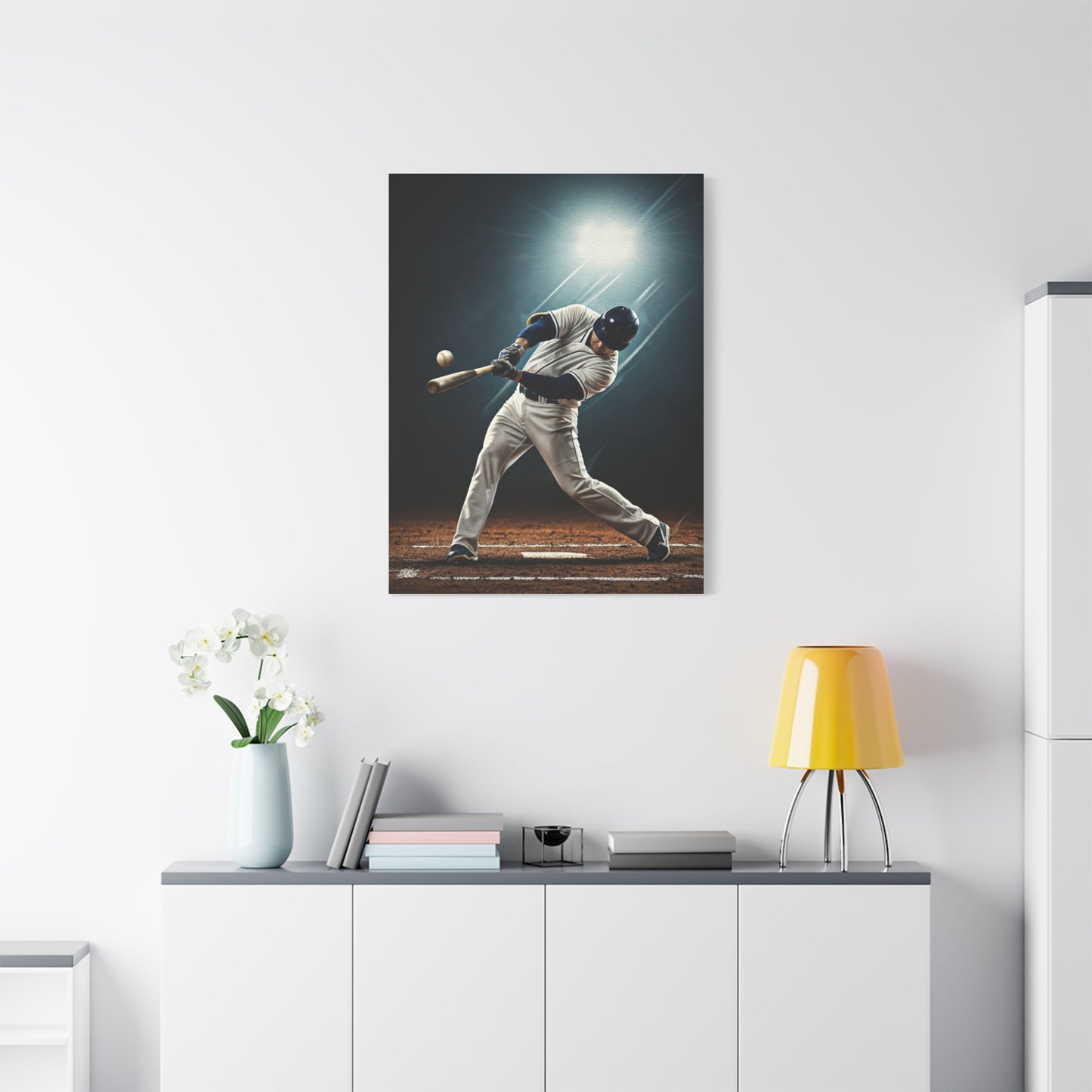 Baseball Player Spotlight Swing Drama Wall Art & Canvas Prints