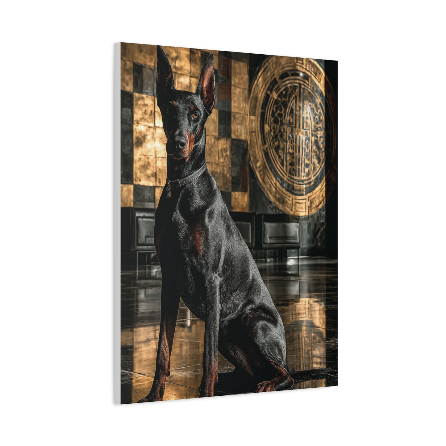 Doberman Art Deco Portrait Wall Art & Canvas Print