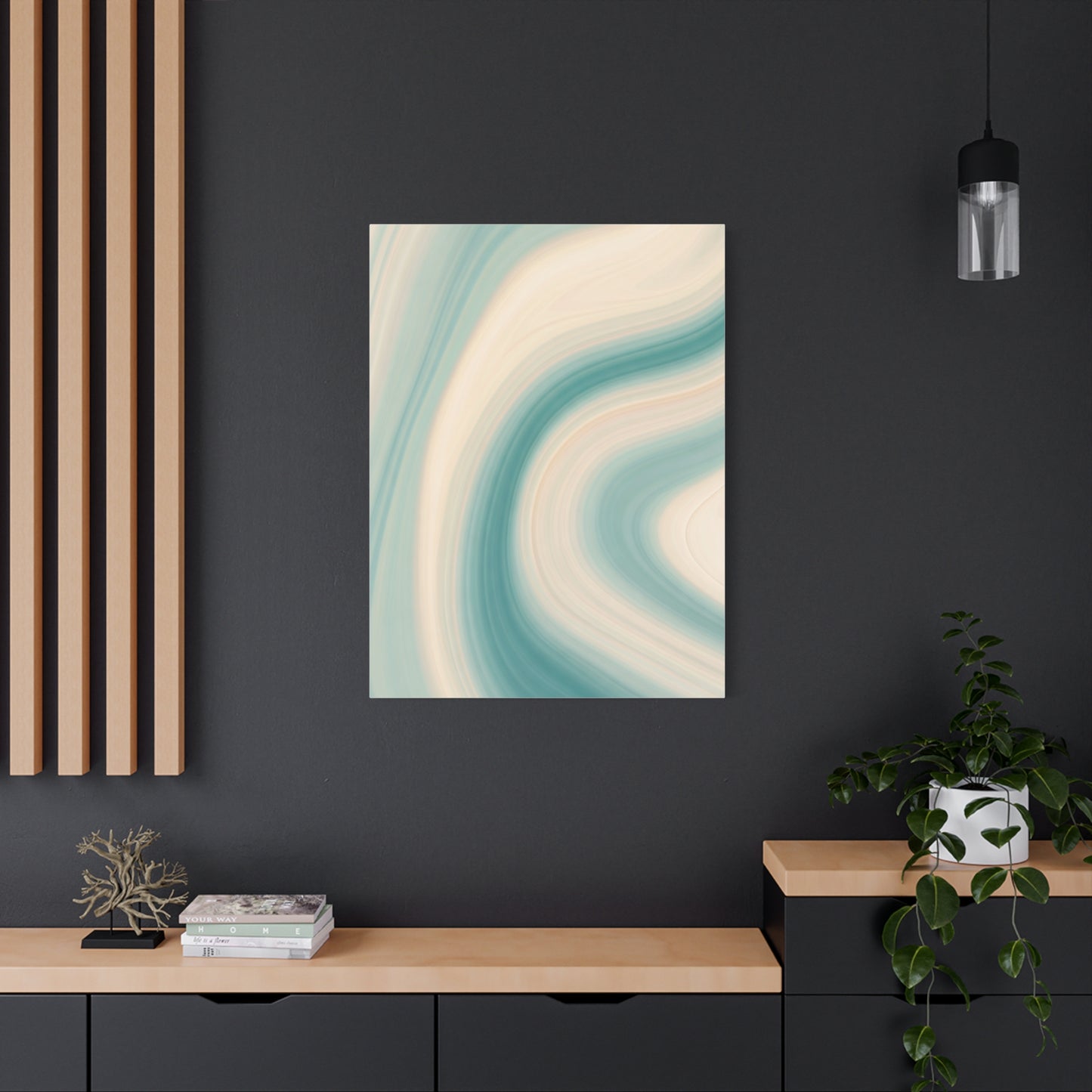 Teal & Cream Motion Swirl Wall Art & Canvas Prints