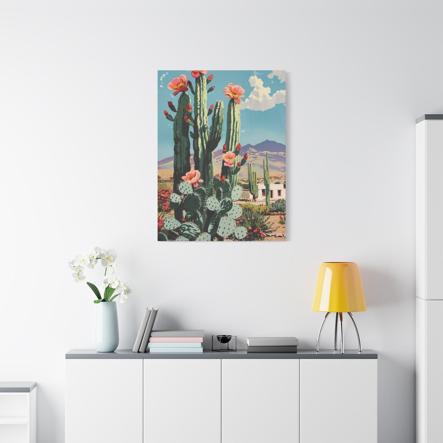 Flower Cactus In A Desert Wall Art & Canvas Prints