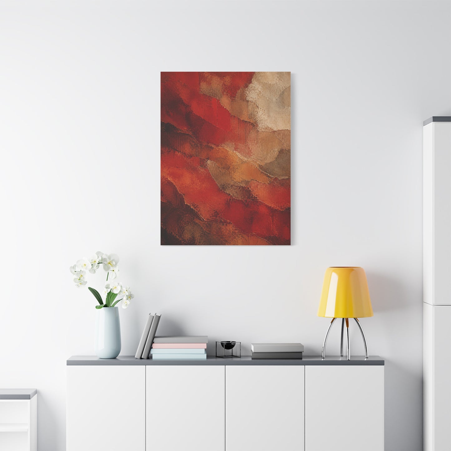 Earthy Layered Red Terrain Abstraction Wall Art & Canvas Print