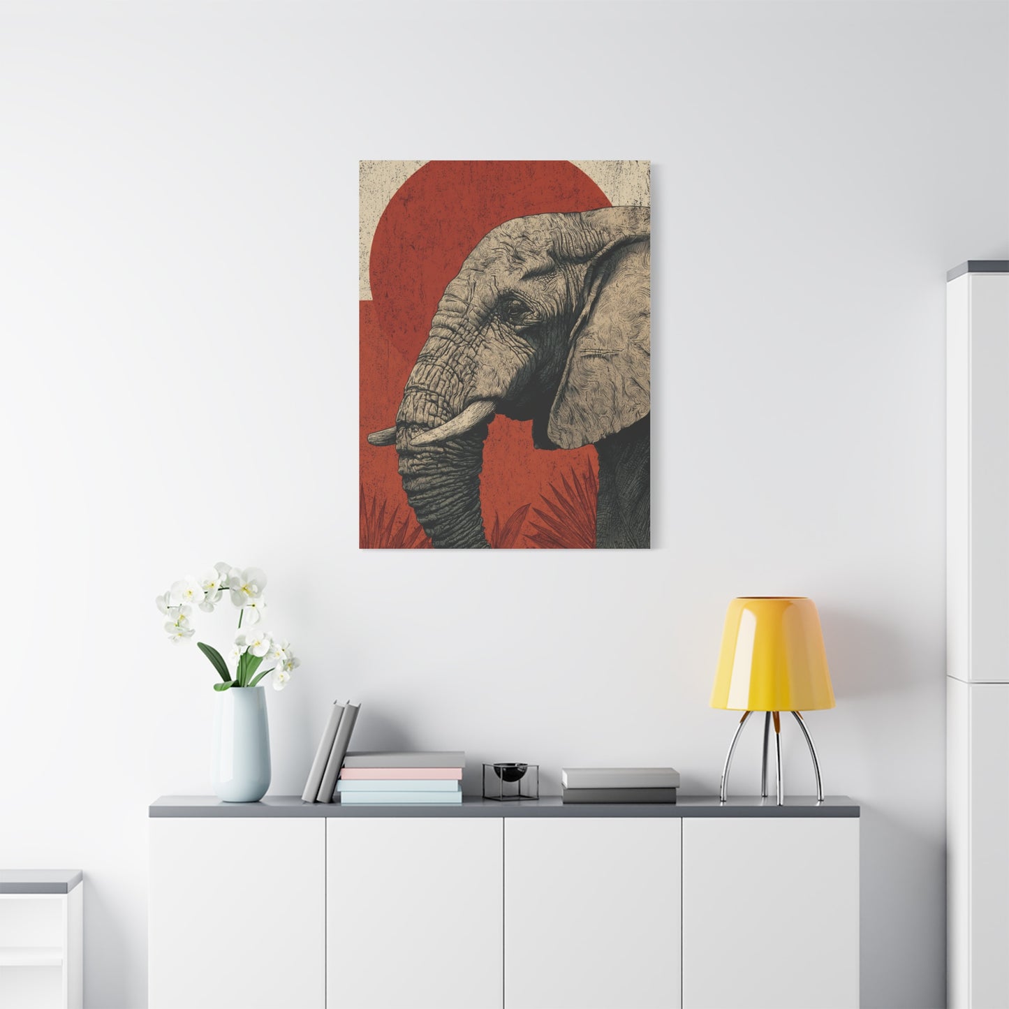 Minimal Boho Elephant Line Portrait Wall Art & Canvas Print