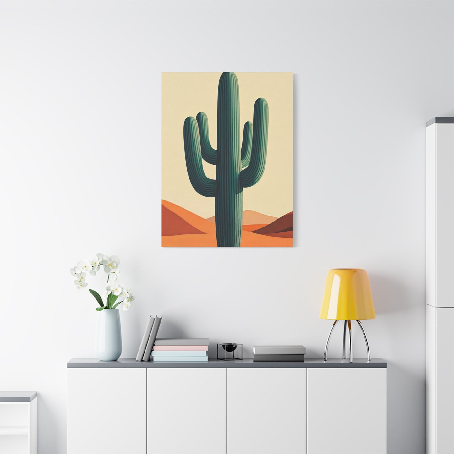 Minimalist Desert Saguaro Landscape Illustration Wall Art & Canvas Prints
