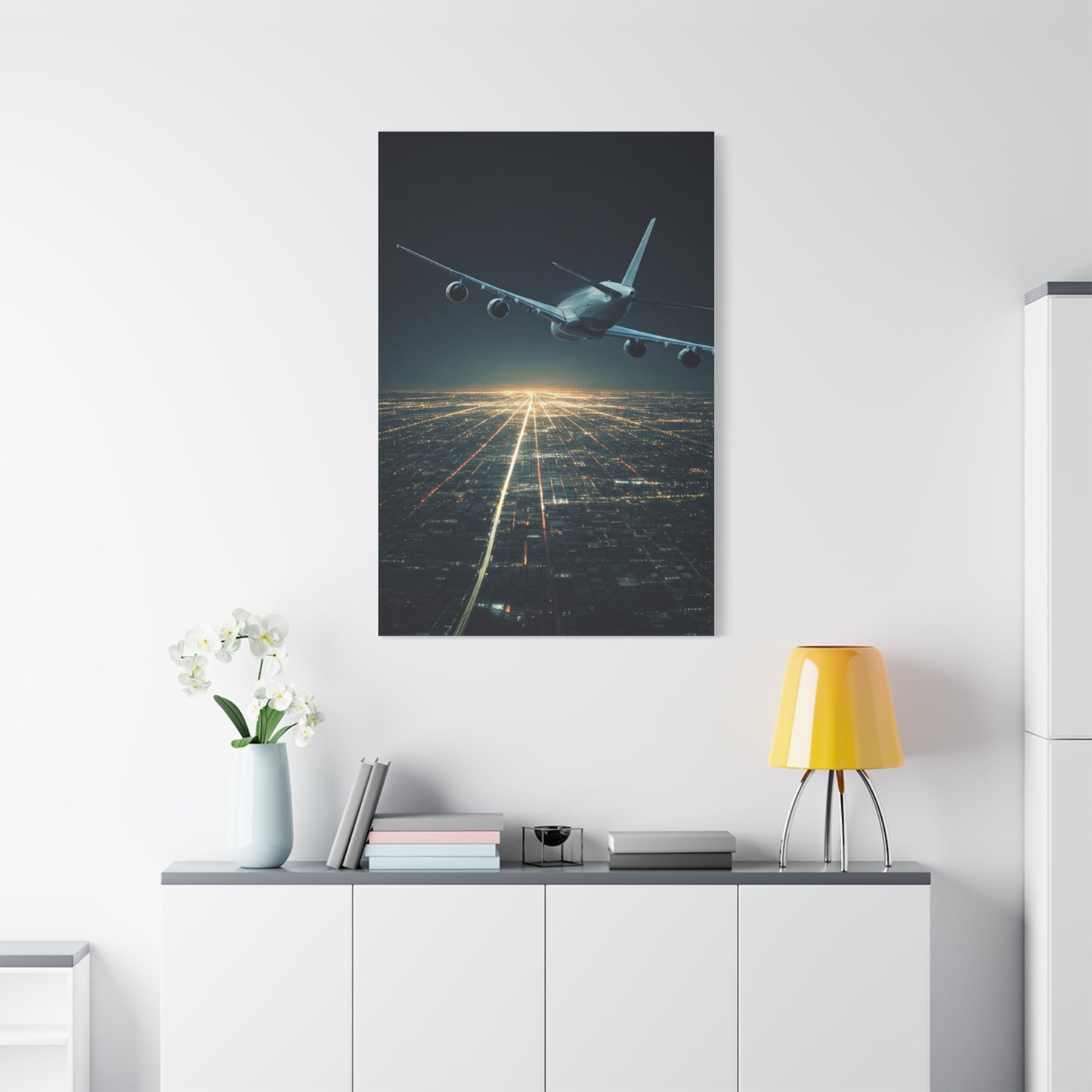 Night Runway Takeoff Journey Wall Art & Canvas Prints