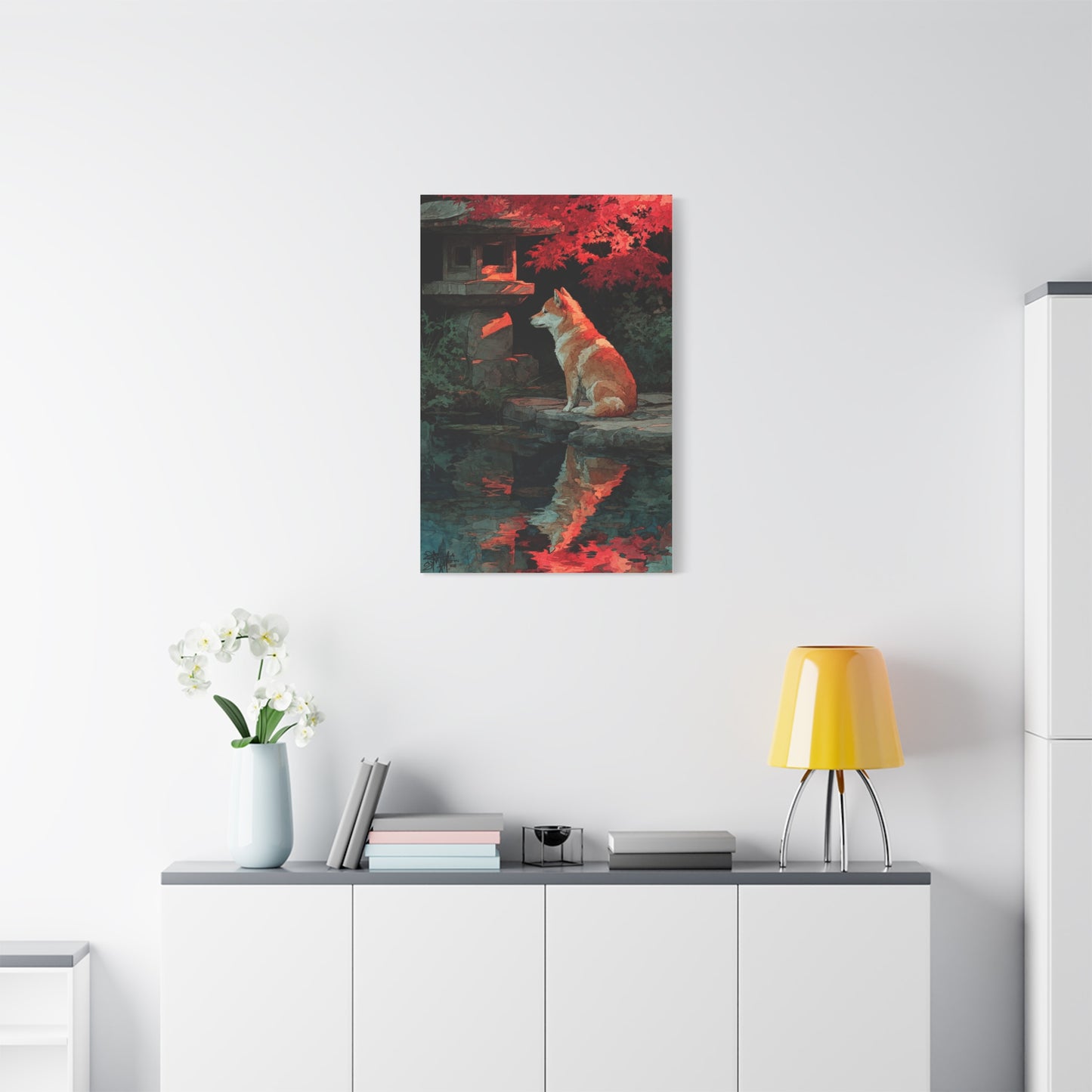Shiba Inu Kyoto Garden Reflection Wall Art & Canvas Print