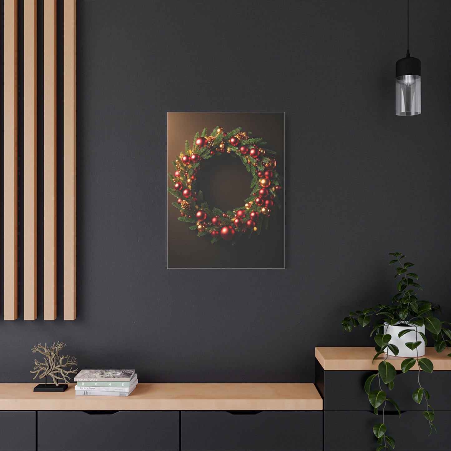 Luxury Christmas Wreath Glow Wall Art & Canvas Print