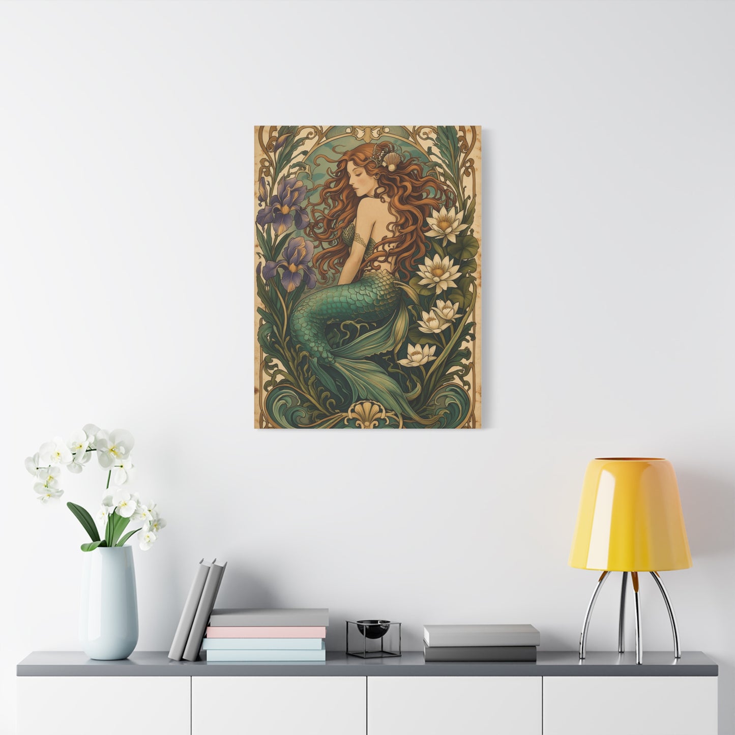 Art Nouveau Floral Mermaid Elegance Wall Art & Canvas Print