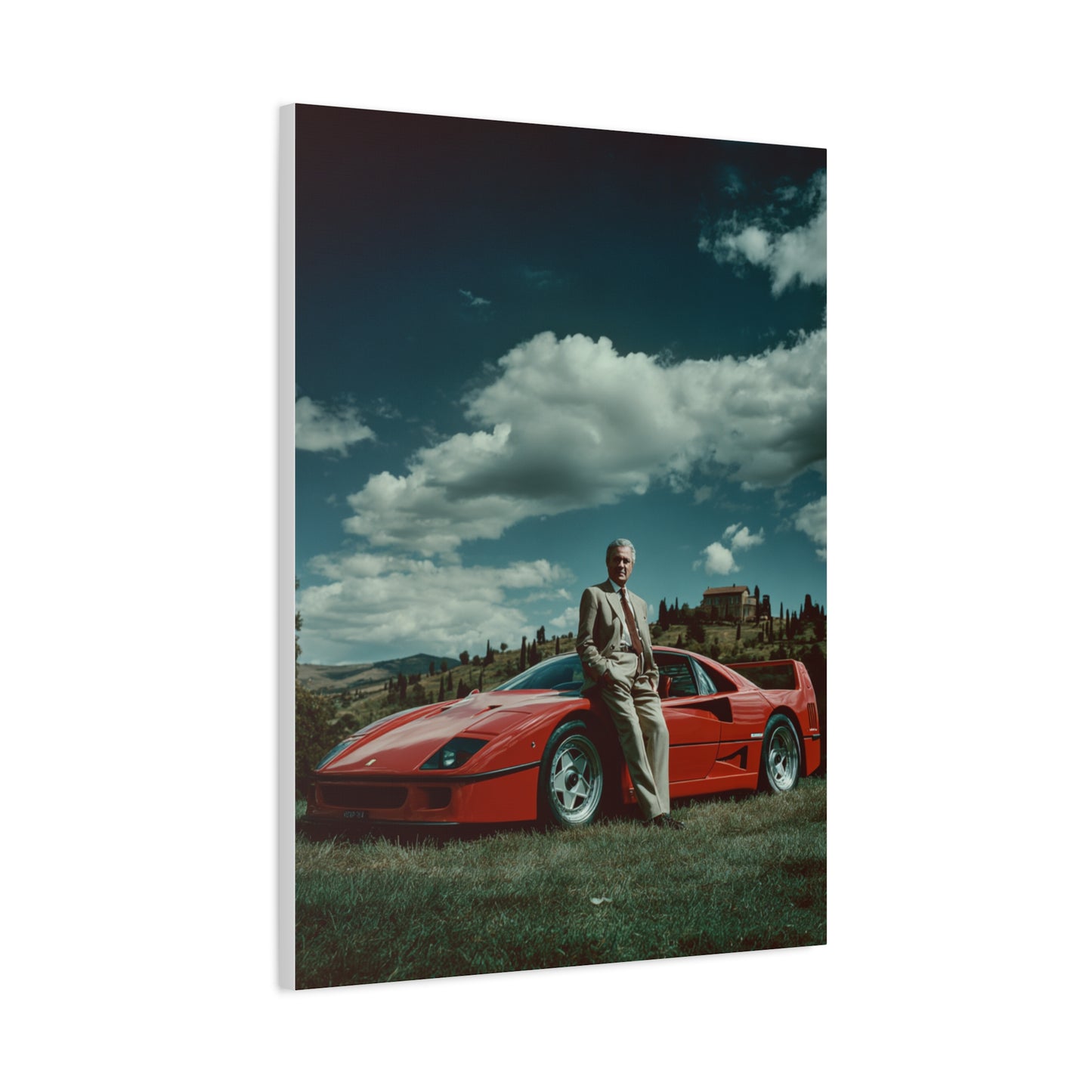 Enzo Ferrari Standing Beside the Ferrari F40 (1987) Wall Art & Canvas Print