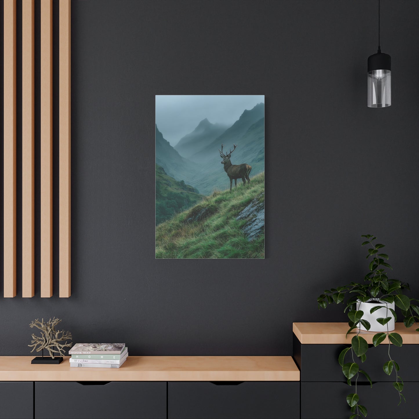 Highland Valley Stag Vista Wall Art & Canvas Print