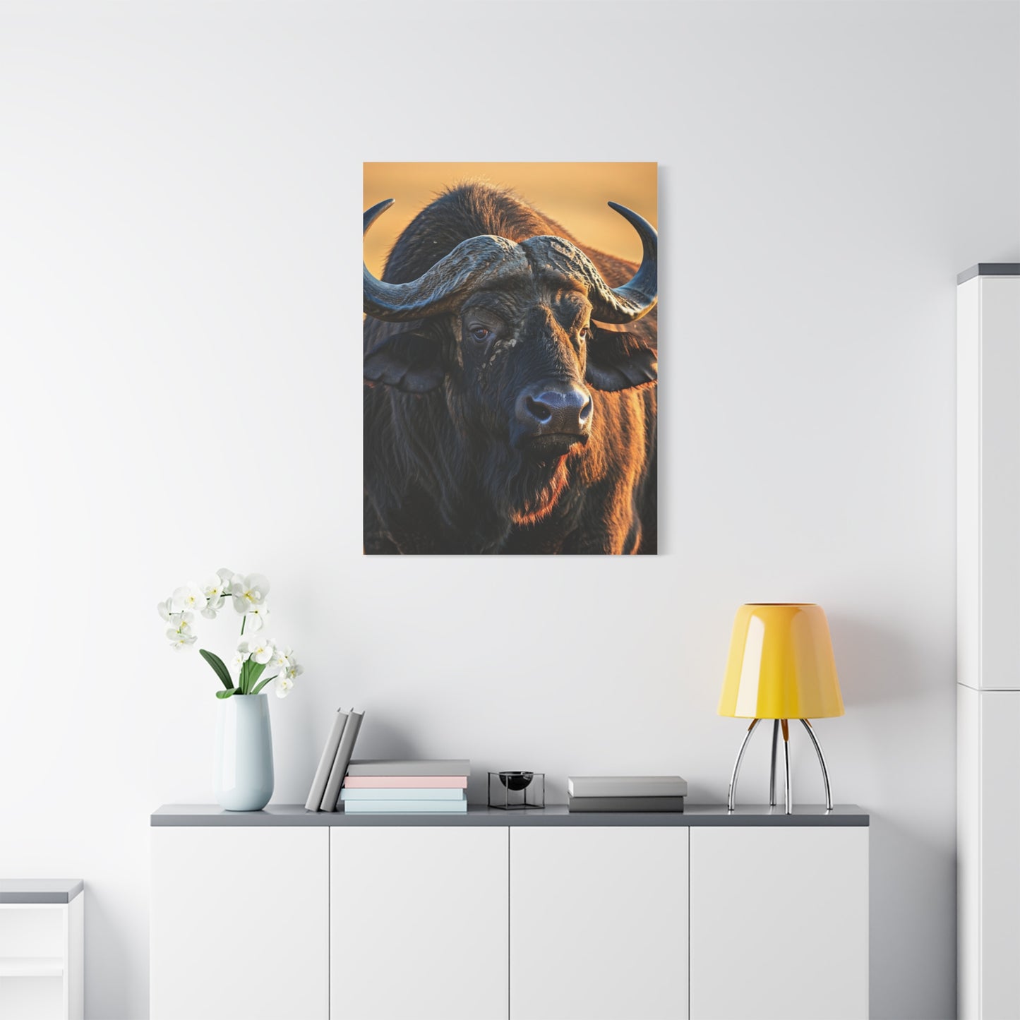 Golden Sunset Cape Buffalo Portrait Wall Art & Canvas Print