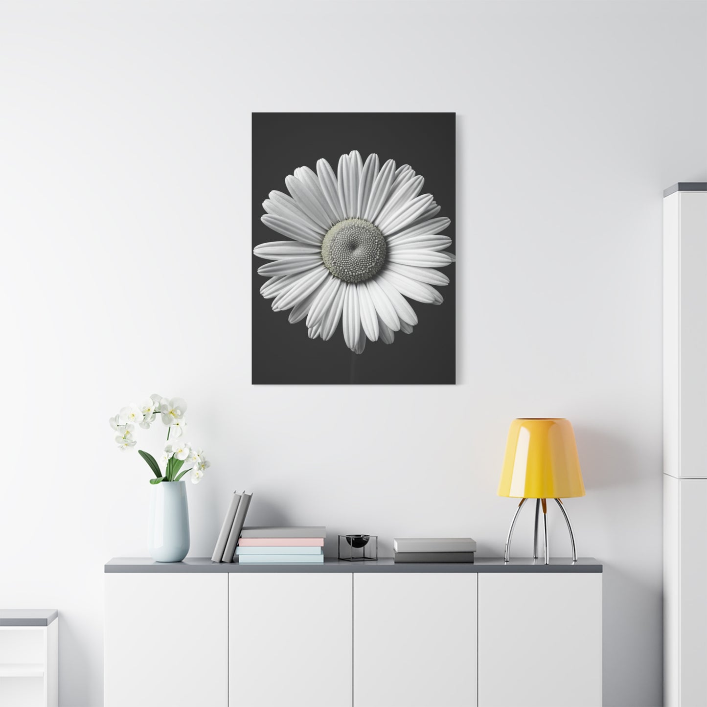 White Daisy Bloom Portrait Wall Art & Canvas Prints