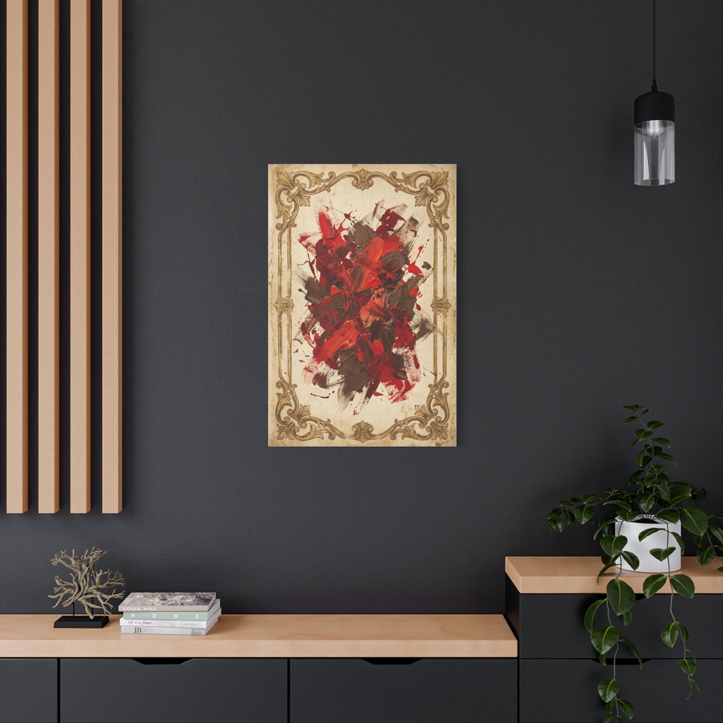 Vintage Framed Red Expressionist Composition Wall Art & Canvas Print