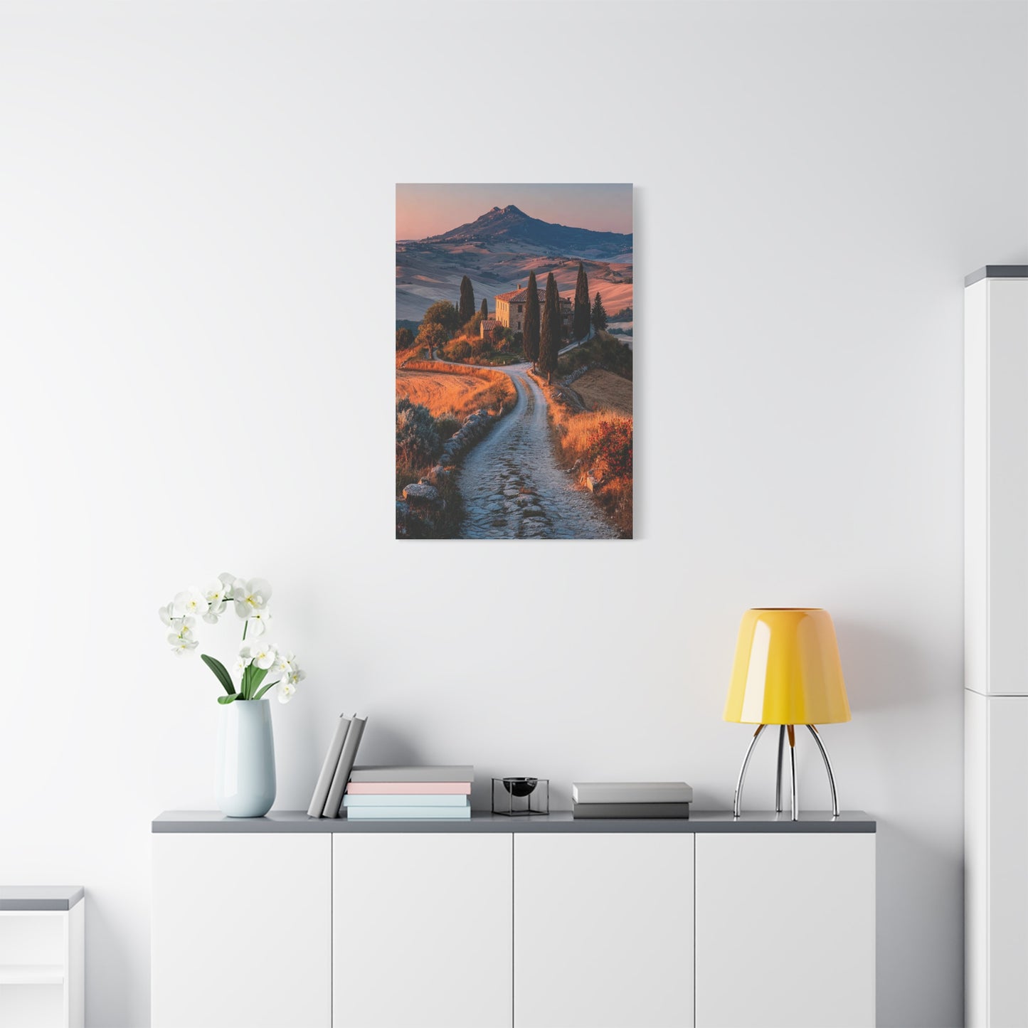 Tuscan Hilltop Villa Road Wall Art & Canvas Print