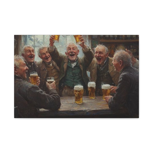 Old People Enjoying Drinks Painting Wall Art & Canvas Prints