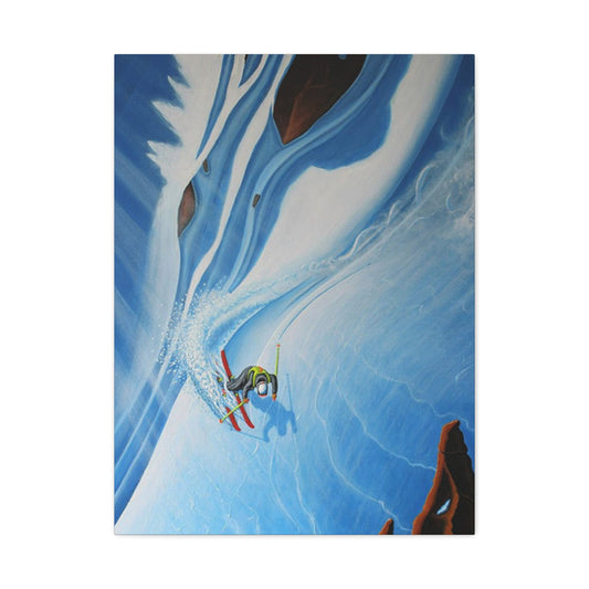 Skiing In Snowy Rocks Wall Art & Canvas Prints