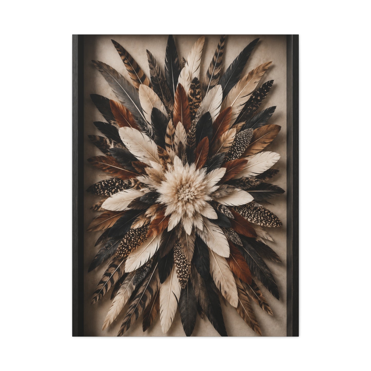 Feather Burst Rustic Shadowbox Wall Art & Canvas Print