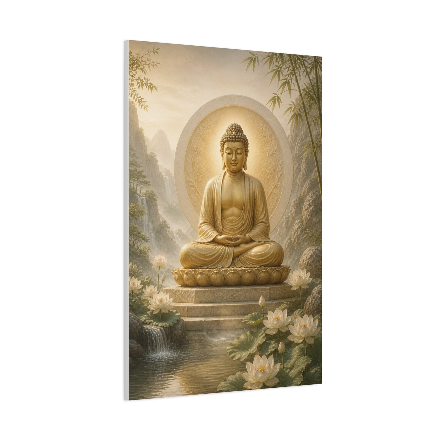 Golden Buddha Meditation Wall Art & Canvas Print