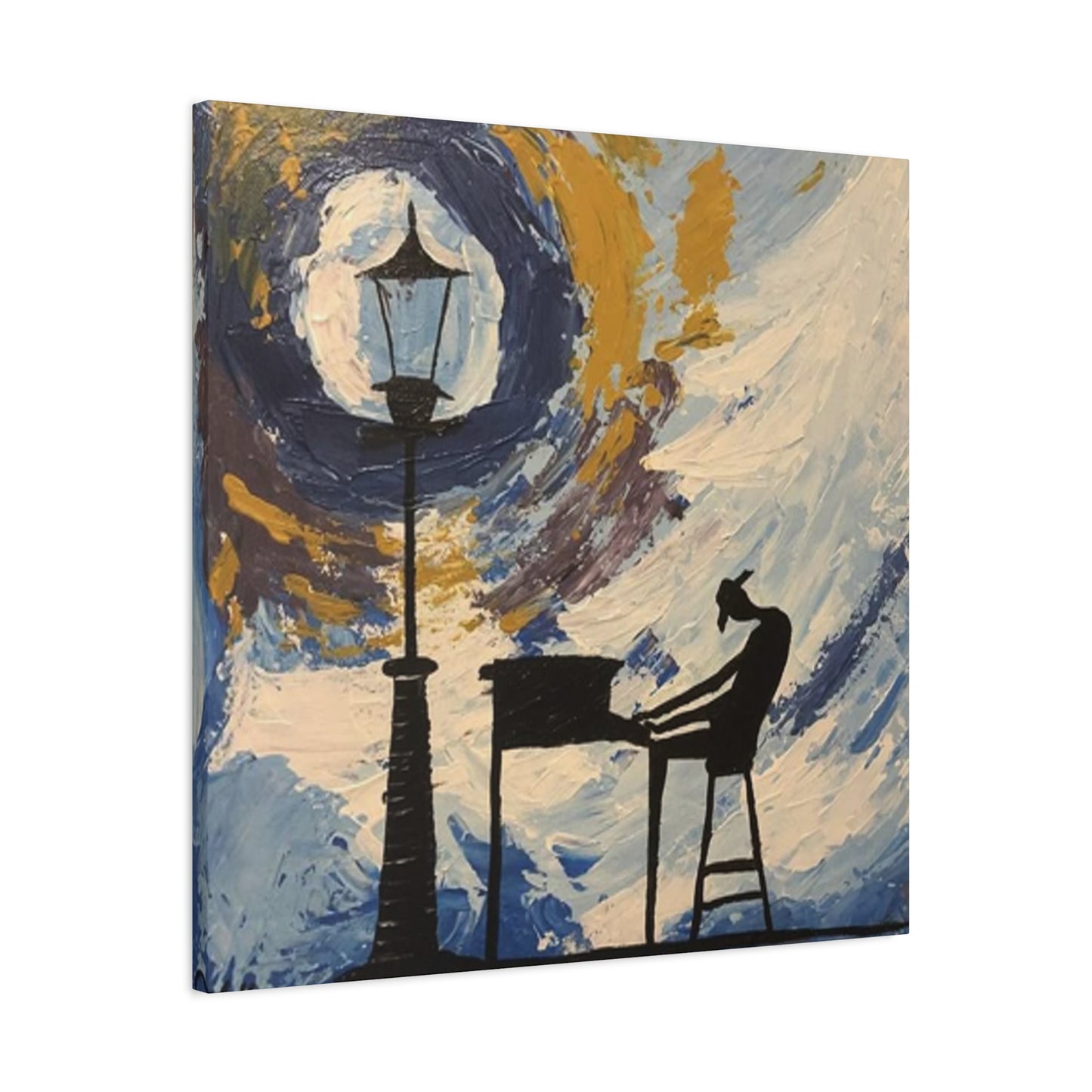 Street Light And Piano Painting Wall Art & Canvas Prints