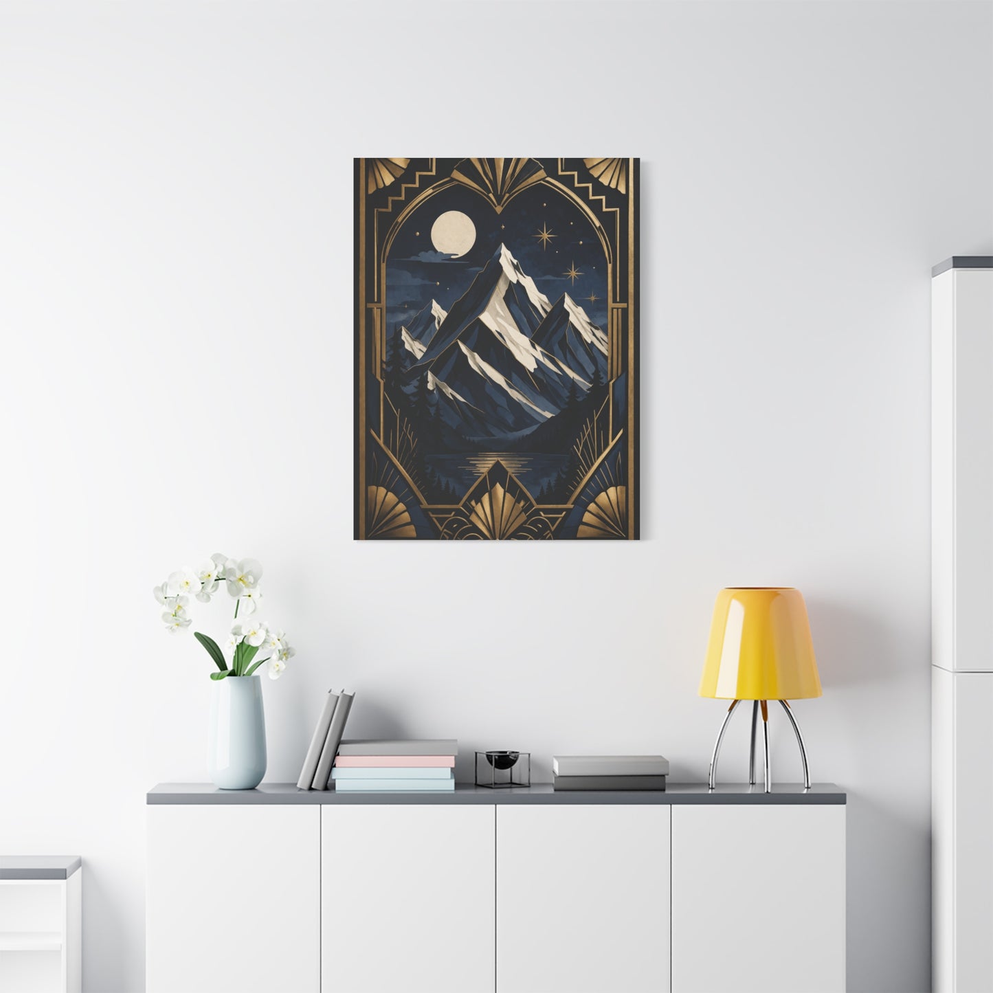 Art Deco Alpine Night Skyline Wall Art & Canvas Print