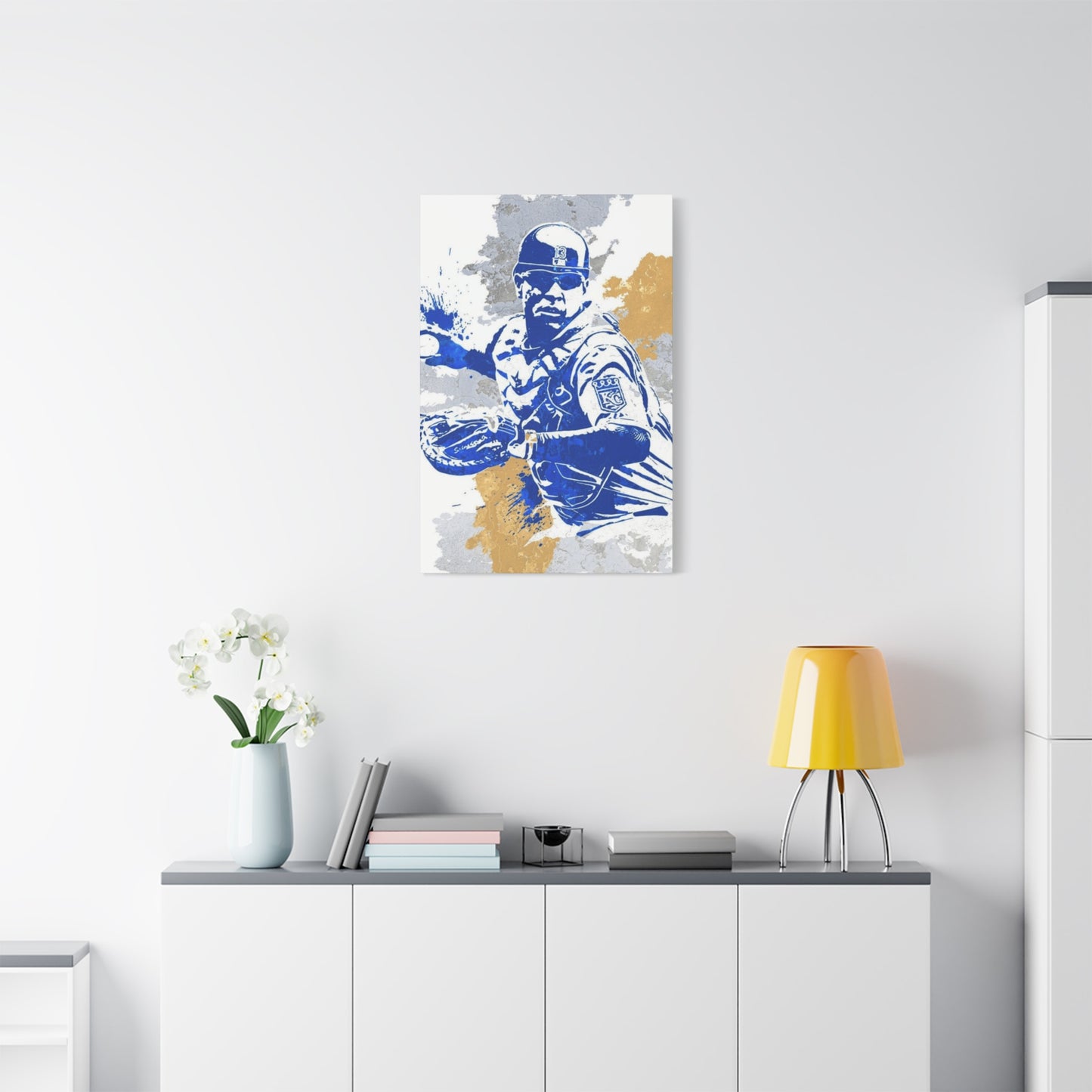 Baseball Fielder Splash Painting Wall Art & Canvas Prints