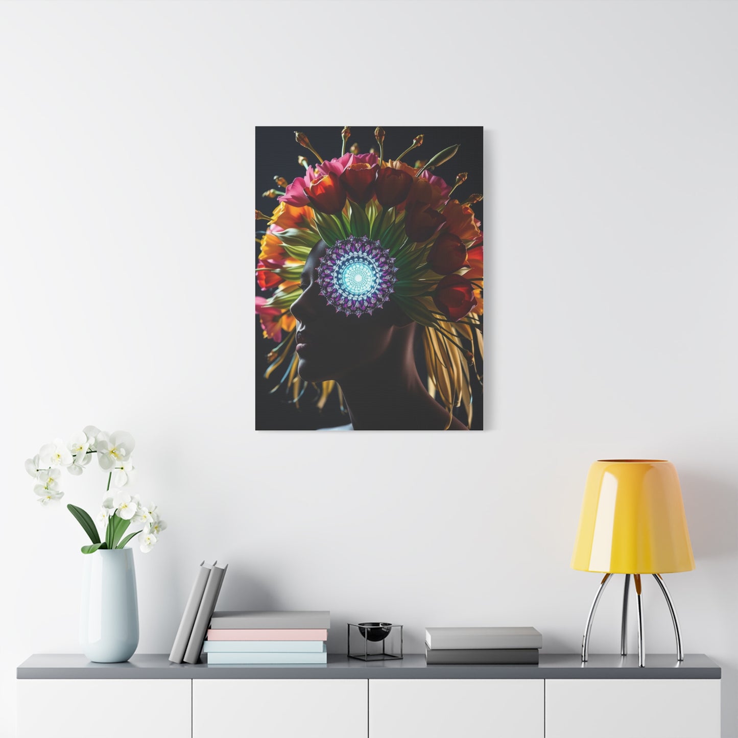 Opulent Bloom Silhouette Wall Art & Canvas Print