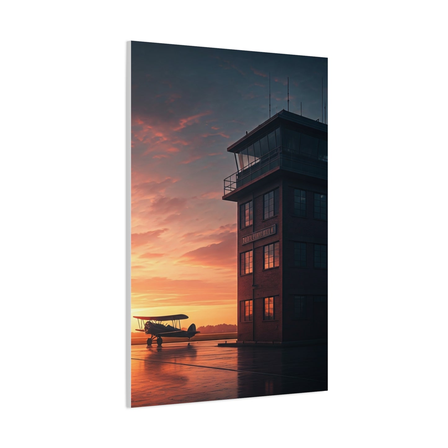 Sunset Airfield Tower Escape Wall Art & Canvas Prints