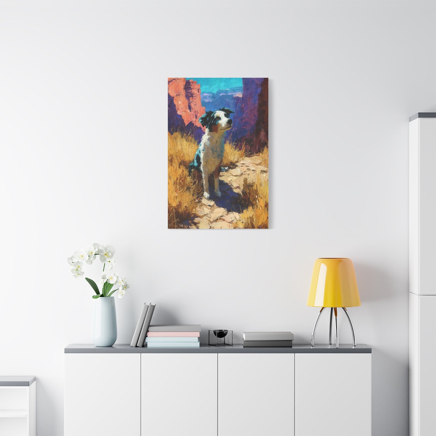 Australian Shepherd Desert Canyon Wall Art & Canvas Print