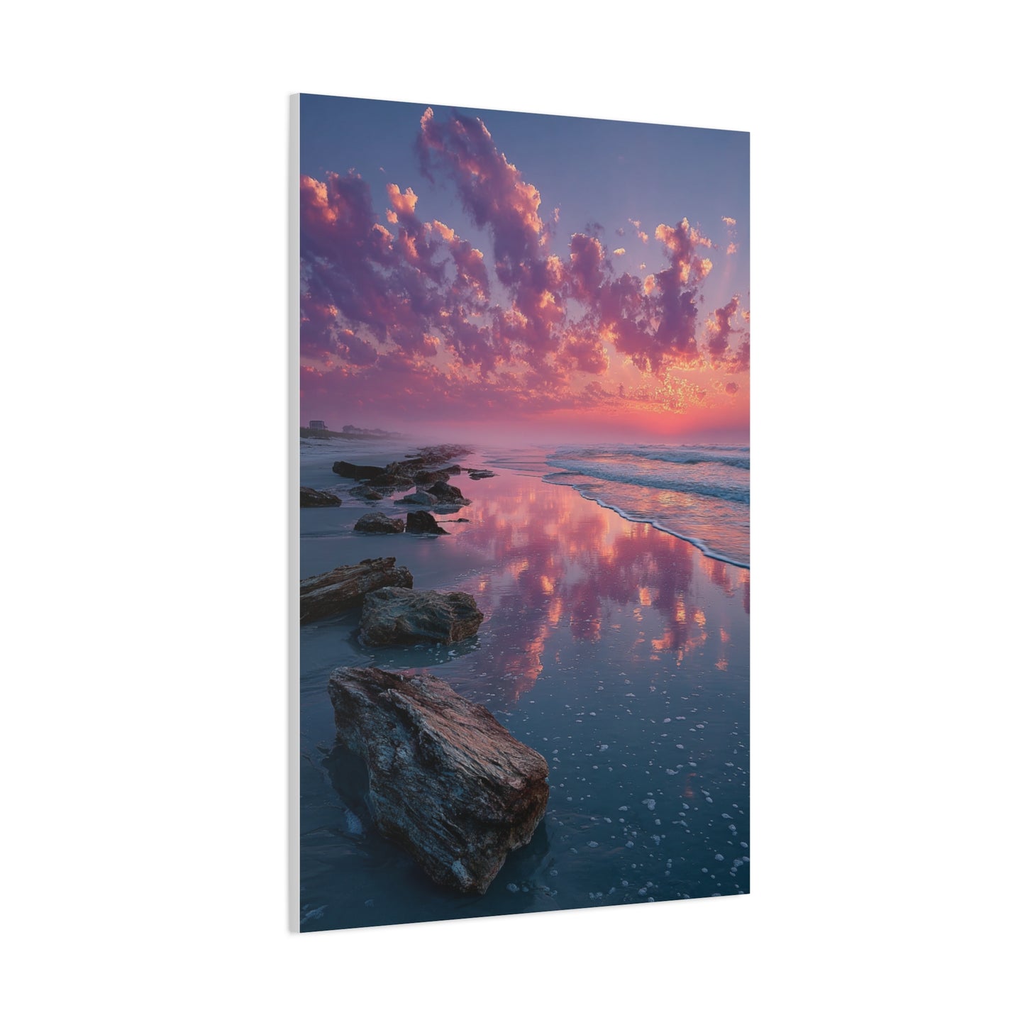 Sunrise Driftwood Shoreline Reflection Wall Art & Canvas Print